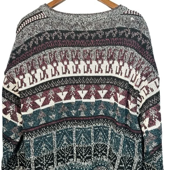 Vintage Mens Grandpacore Cardigan Sweater Size Large Geometric Abstract Aztec - Picture 7 of 13